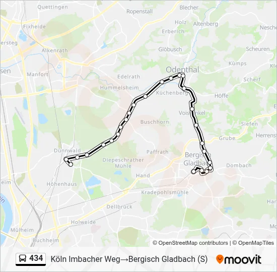 434 Bus Line Map