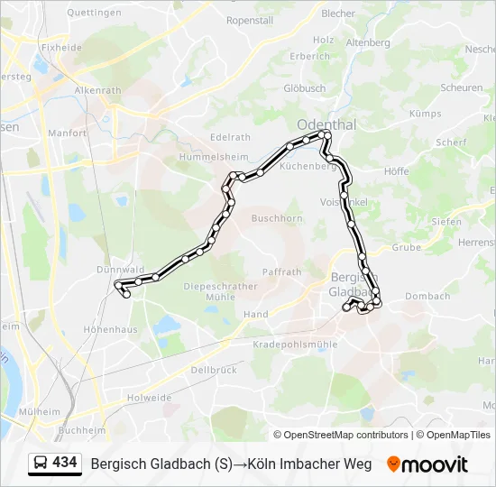 434 Bus Line Map