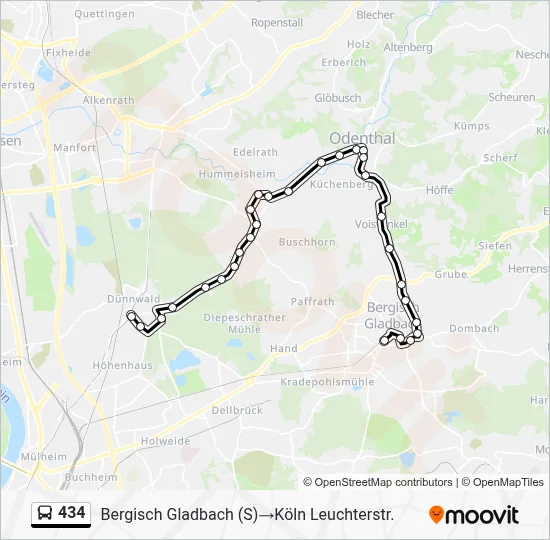 434 Bus Line Map