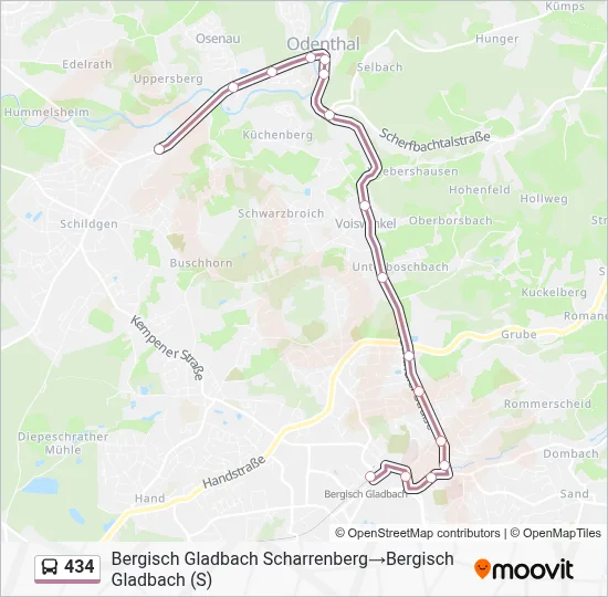 Buslinie 434 Karte