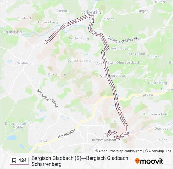 Buslinie 434 Karte