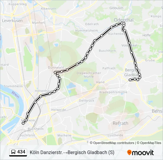 434 Bus Line Map