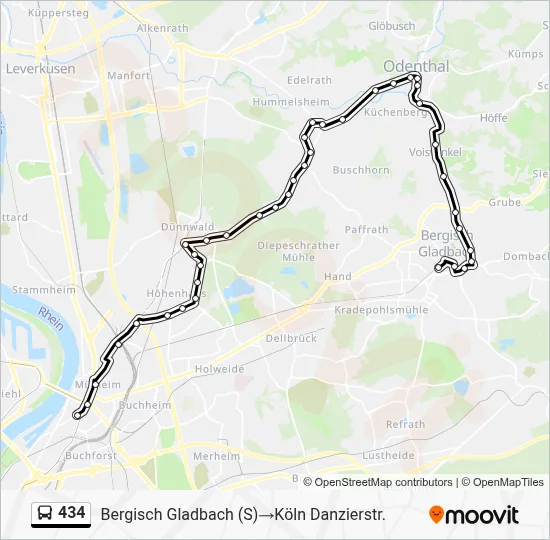 434 Bus Line Map