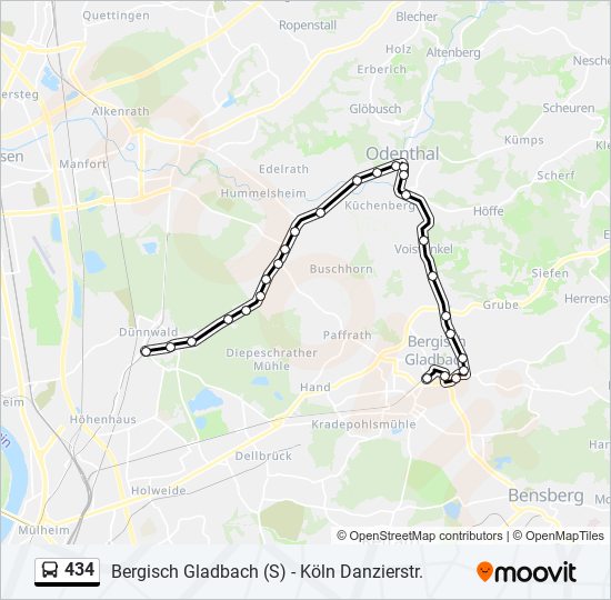 434 bus Line Map