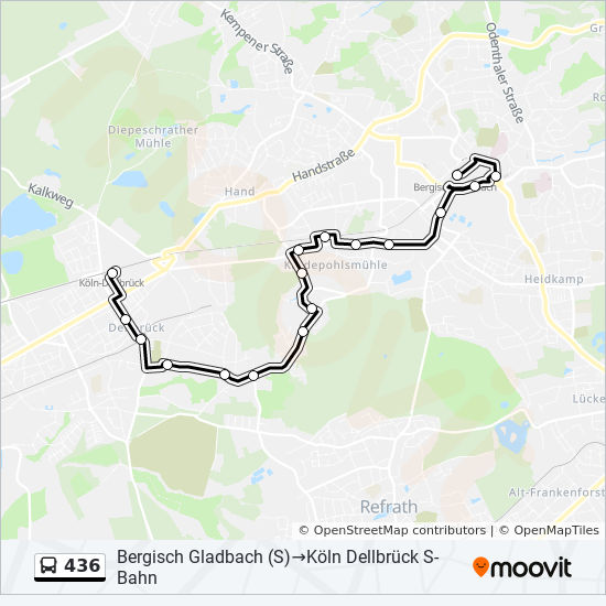 436 Route Fahrpläne, Haltestellen & Karten Köln