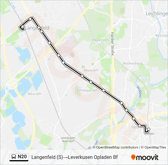 N20 Bus Line Map