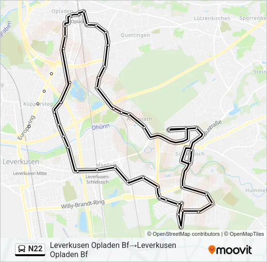 N22 Bus Line Map
