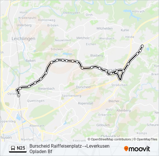 N25 bus Line Map