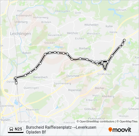 N25 Bus Line Map