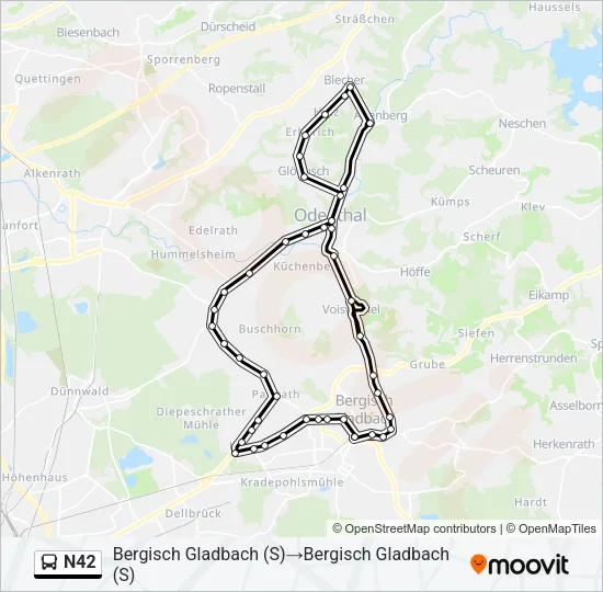 N42 Bus Line Map