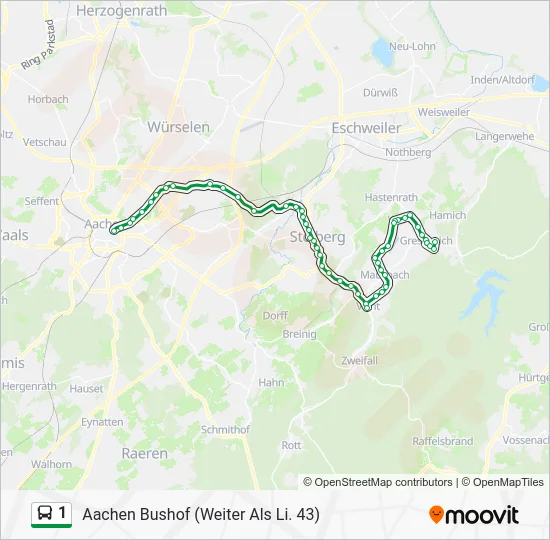 Автобус 1: карта маршрута