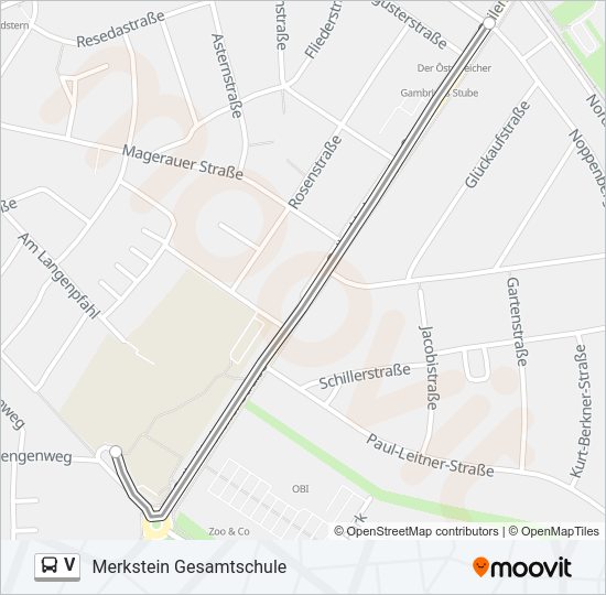 Автобус V: карта маршрута