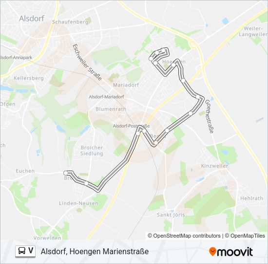 Автобус V: карта маршрута