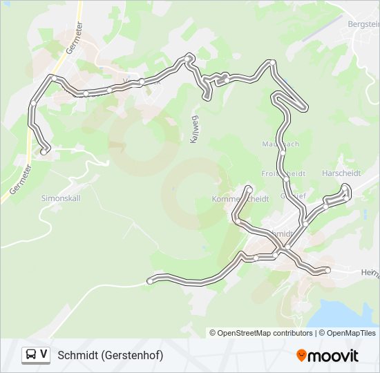 Автобус V: карта маршрута