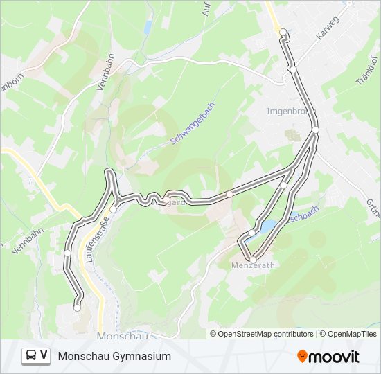 Автобус V: карта маршрута