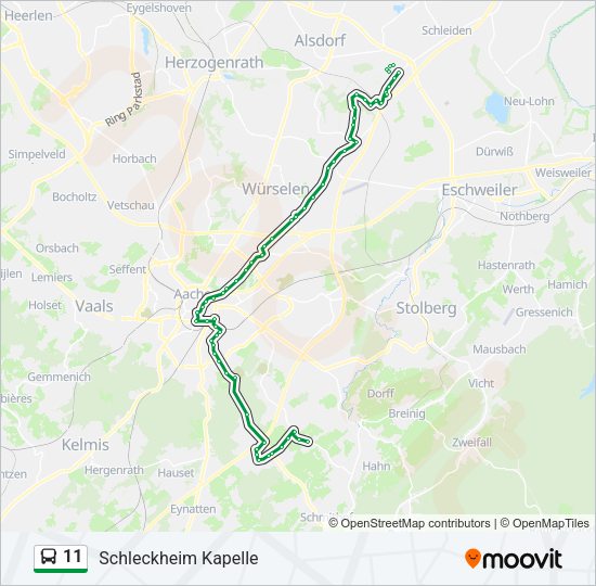 Автобус 11: карта маршрута