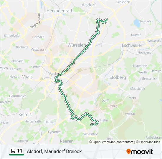 Автобус 11: карта маршрута