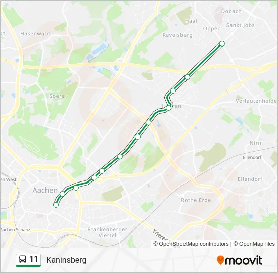 Автобус 11: карта маршрута