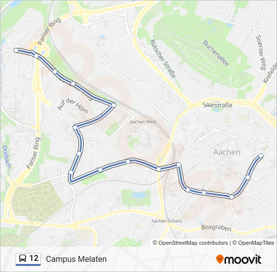 Автобус 12: карта маршрута