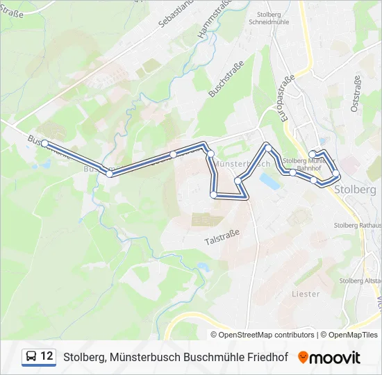 Автобус 12: карта маршрута