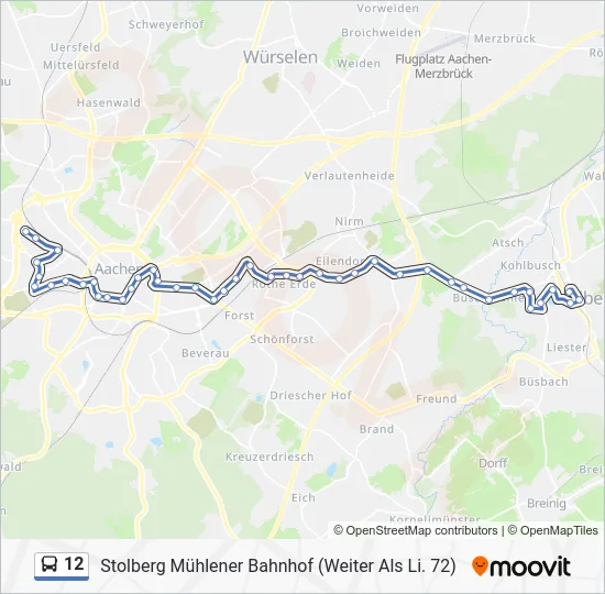 Автобус 12: карта маршрута