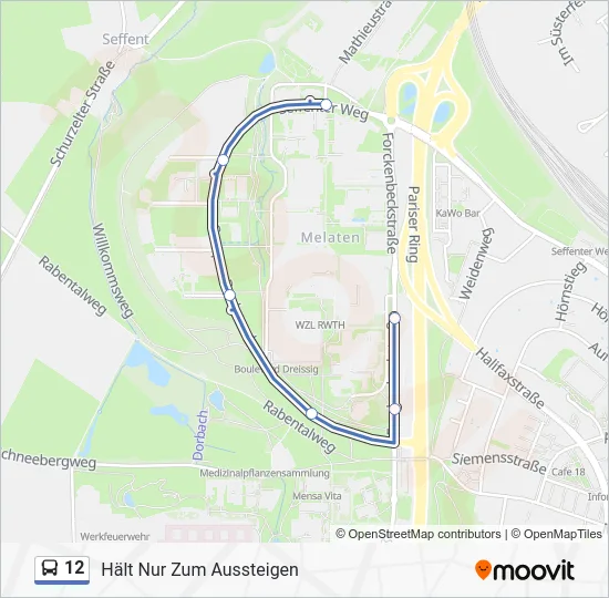 Автобус 12: карта маршрута