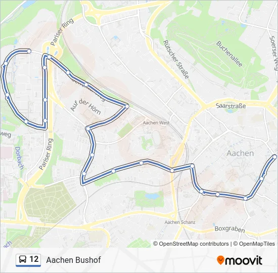 Автобус 12: карта маршрута