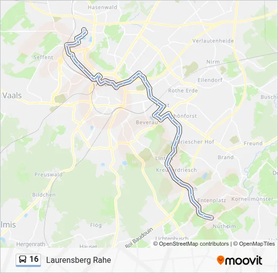 Buslinie 16 Karte