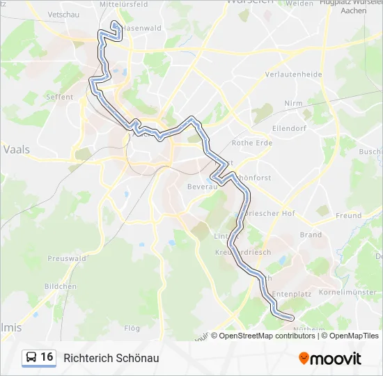 Buslinie 16 Karte