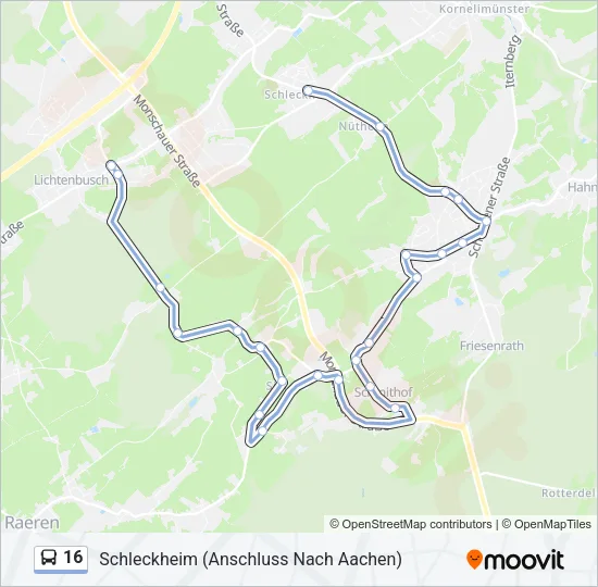 16 Bus Line Map