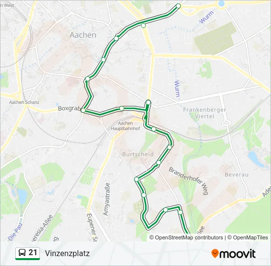 21 Bus Line Map