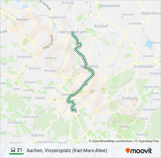 Автобус 21: карта маршрута