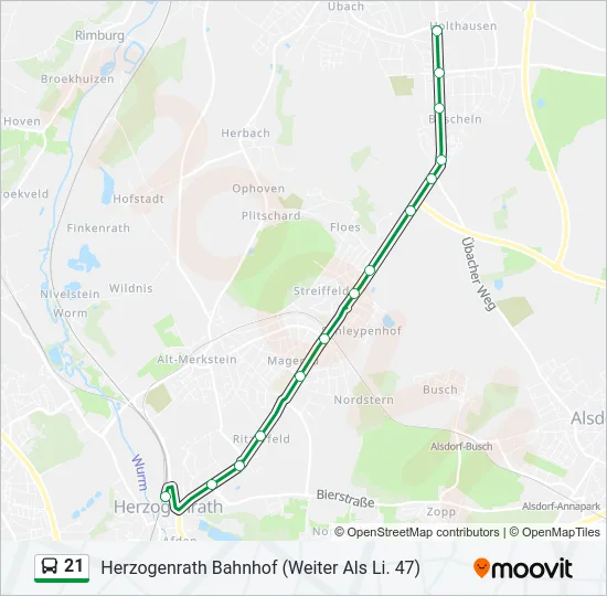 21 Bus Line Map