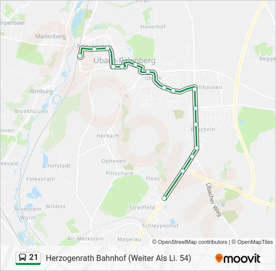 Автобус 21: карта маршрута