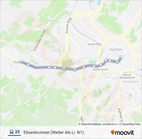 25 Bus Line Map