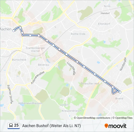25 Bus Line Map