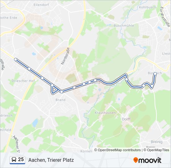 Автобус 25: карта маршрута