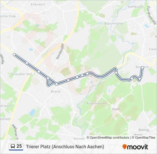 Автобус 25: карта маршрута