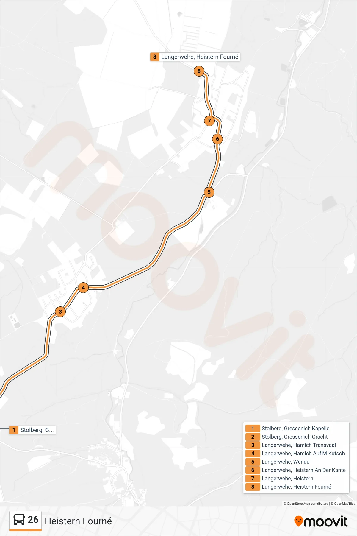 Linie 26 (Bus) Richtung Heistern Fourné: Route und Haltestellen auf der Karte