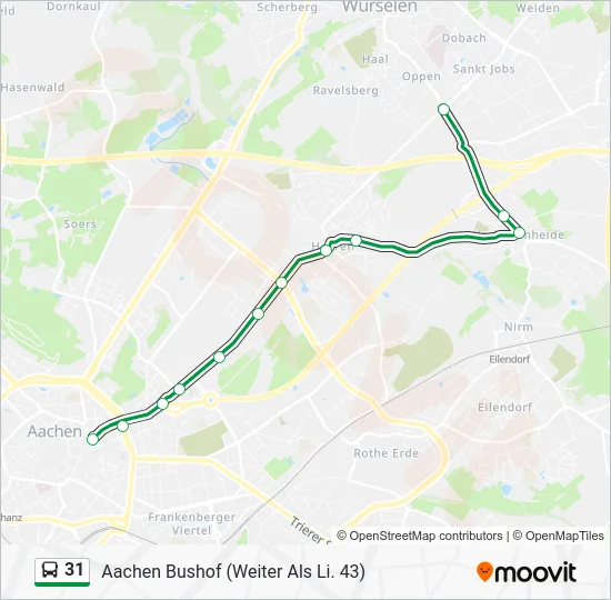 Автобус 31: карта маршрута