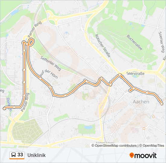 Автобус 33: карта маршрута