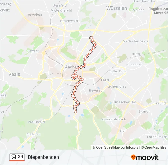 34 Bus Line Map