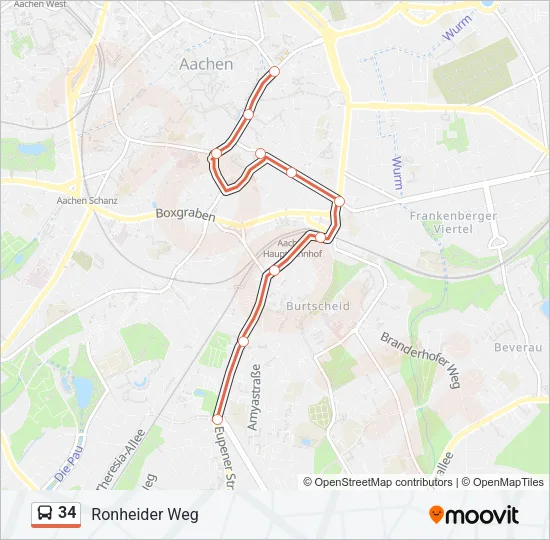 34 Bus Line Map