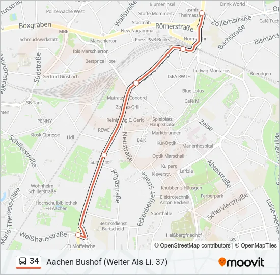 34 Bus Line Map