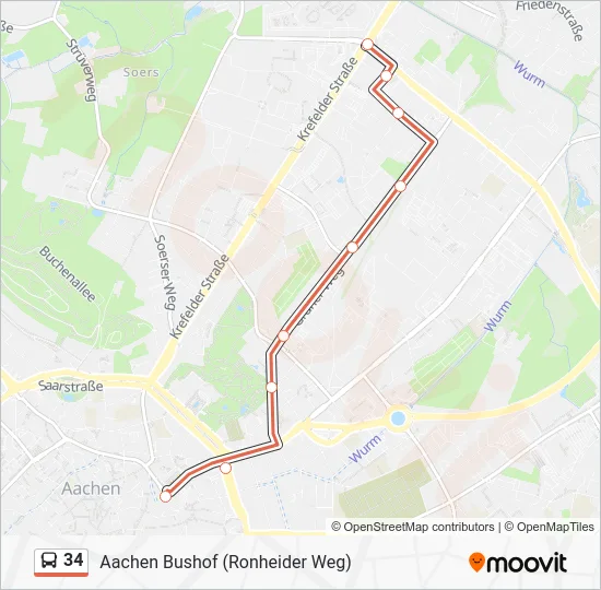 Автобус 34: карта маршрута