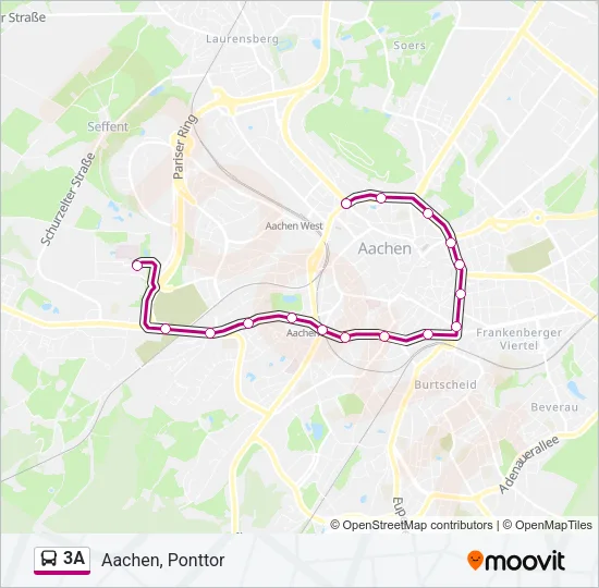 Автобус 3A: карта маршрута