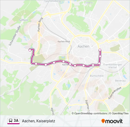 Автобус 3A: карта маршрута