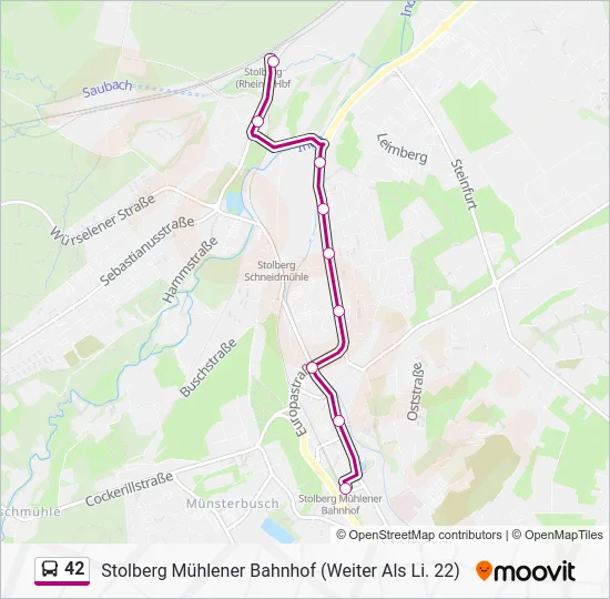 Автобус 42: карта маршрута