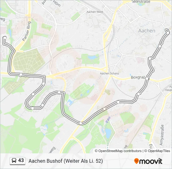 43 Bus Line Map