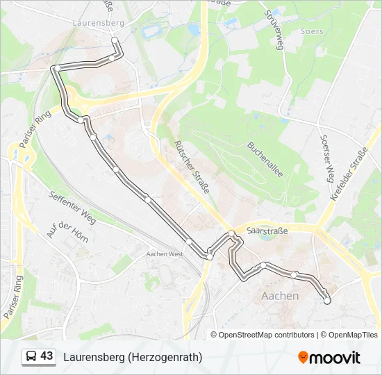 43 Bus Line Map